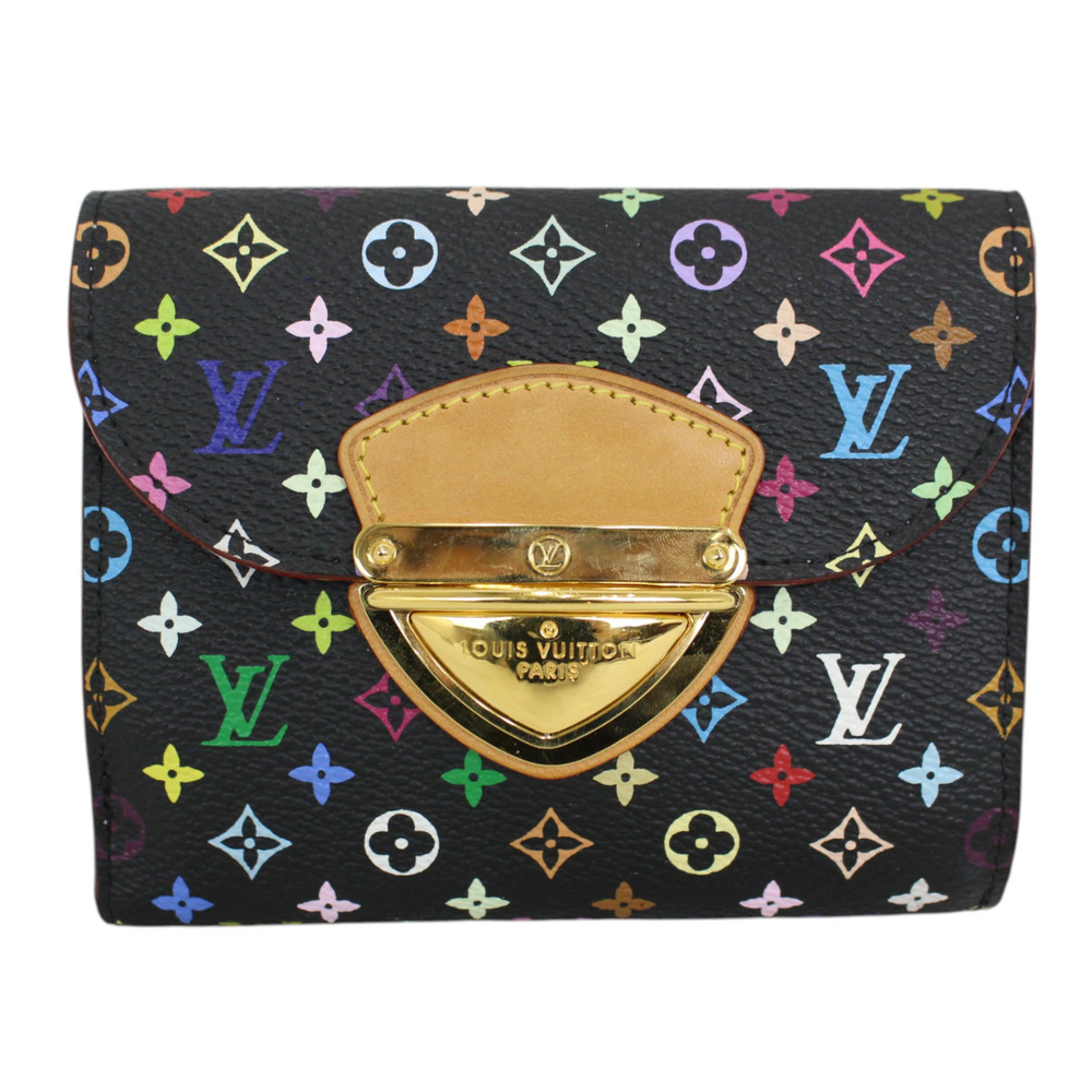 LOUIS VUITTON Portefeuille Joy Monogram Multicolor Violet Noir Black Bi fold